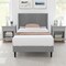 Platform Bed Frame with Linen Upholstered Wing-back Headboard and Solid Wood Legs
